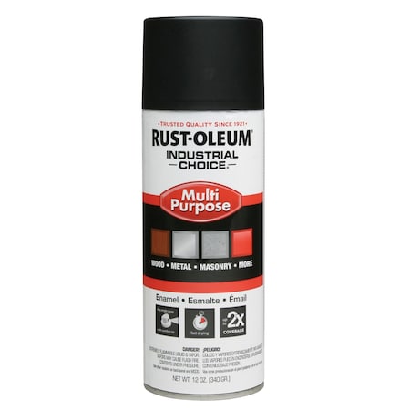Rust-Oleum Spray Paint, Black, Semi-Flat, Solvent, 12 oz 1678830