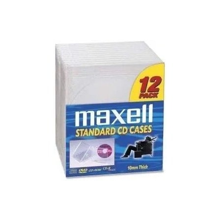 Maxell CD/DVD Hard Plastic Jewel Case, 10mm Clear, 12PK 190069od