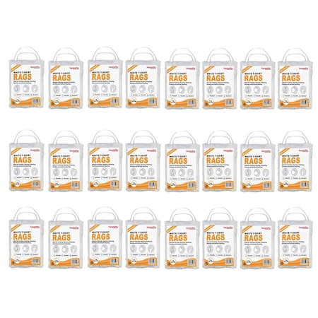 Supremeplus Recycled White Knit T-Shirt Cleaning Rags, 1 lb. Bag, Pack of 24, 24PK SP-8117