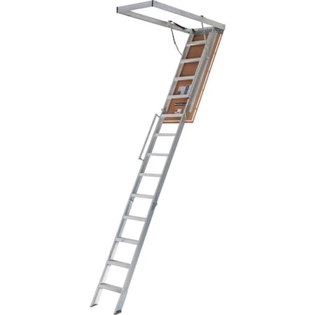 Louisville Everest 10 Ft. to 12 Ft. 25-1/2'' x 63'' Aluminum Attic Stairs with Aluminum Frame 375 Lb. Load AL2540LG-R5