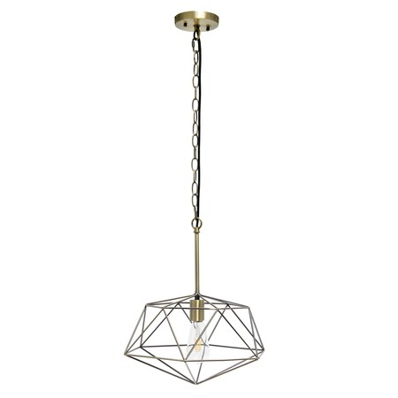 Homeroots Antiqued Brass Caged Iron Ceiling Light With Antiqued Brass Shades 651682