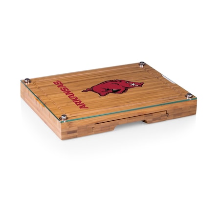 Picnic Time Family Of Brands NCAA Arkansas Razorbacks Concerto Glass Top Cheese Board and Knife Set 919-00-505-034-0