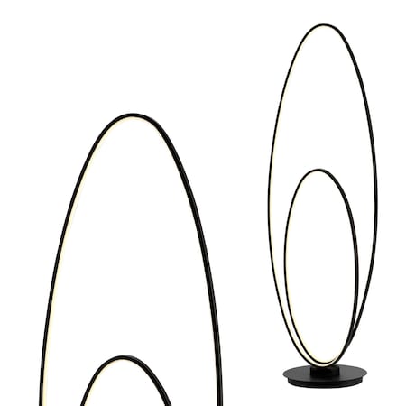 Jonathan Y Looper 47" Metal Modern Contemporary Oval Dimmable Integrated LED Floor Lamp, Black JYL9540A