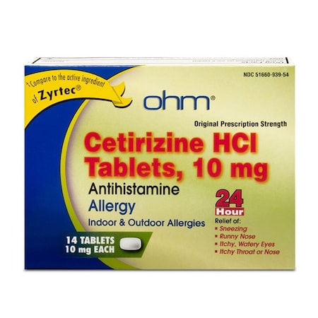 Ohm Laboratories Cetirizine, 10mg, 14PK 51660093954