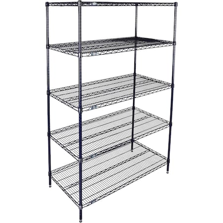 Global Industrial Nexel 5 Shelf, Nexelon Blue Wire Shelving Unit, Starter, 30"W x 14"D x 63"H B3151623