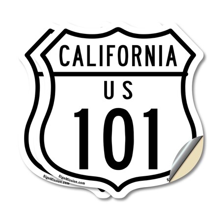 Signmission California Route Marker Shield Sign Us 1, 6 inch X 6 inch, Vinyl Decal, 2PK SHI-D-2PACK-6-370