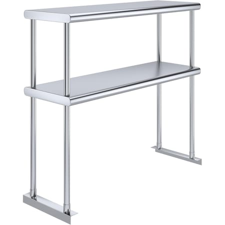 Amgood 12 in. x 36 in.  Stainless Steel Double Deck Over Shelf AMG DOS-1236