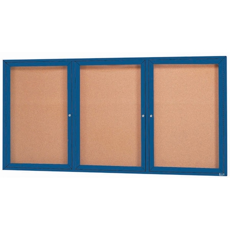 Aarco Illuminated Enclosed Bulletin Board w/ Blue Powder Coated Al Frame, 36''Hx72''W DCC3672-3RIB