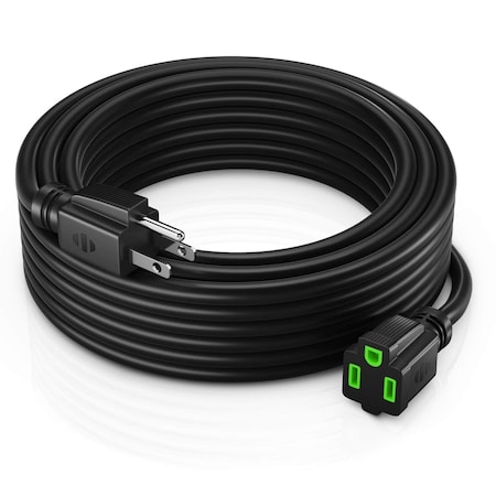 Maximm 25ft 14/3 Outdoor 1-Outlet Heavy Duty Extension Cord SJTW ETL, Black ADW-LA03-14-25BK