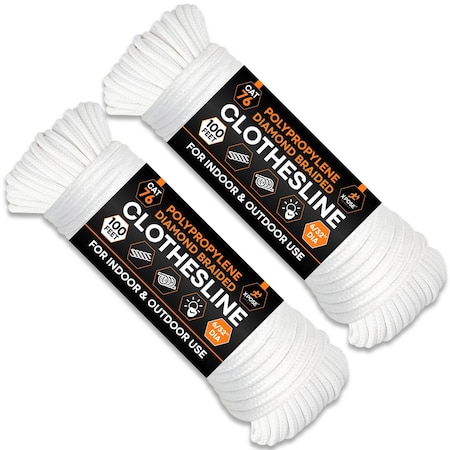 Xpose Safety Braided Cotton Clothesline 6/32inx100ft, 2PK CCL632-100-2-X-S