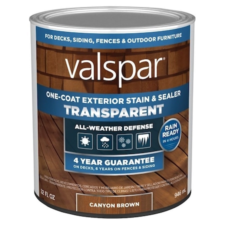 Valspar STAIN&SEALER TRNSP CNYN BRN QT VL1028077-14