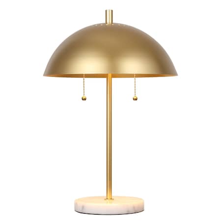 Jonathan Y Ella 20.7" Dome Metal with Marble Base LED Table Lamp, Gold/White JYL1071A