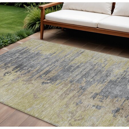 Homeroots 9' X 12' Pewter Silver And Gray Abstract Washable Indoor Outdoor Area Rug 582408