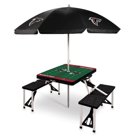 Picnic Time Family Of Brands Atlanta Falcons - Picnic Table Portable Folding Table with Seats and Umbrella, (Black) 811-02-175-025-2