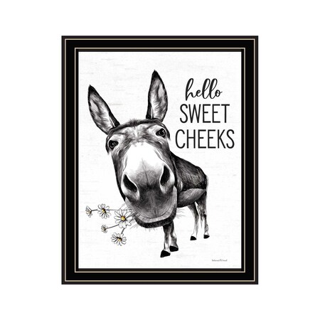 Homeroots Hello Sweet Cheeks Donkey Black Framed Print Bathroom Wall Art 530070