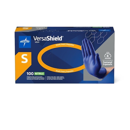 Medline VersaShield Textured Powder-Free Nitrile Exam Gloves, Size S, 1000PK VS311S