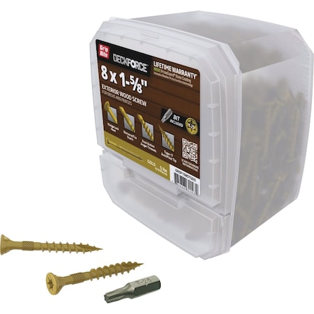 Grip-Rite DeckForce PrimeGuard Nano No, 8 x 1-5/8'' Star Drive Gold Screw, 5 Lb. GRDF158STGD5