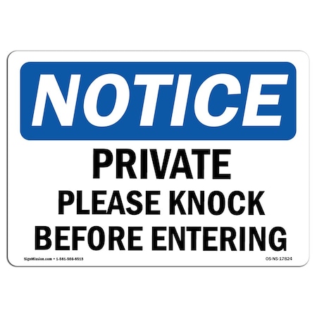 Signmission Private Please Knock Before Entering , 10 Inch X 7 Inch, Decal OS-NS-D-710-L-17824