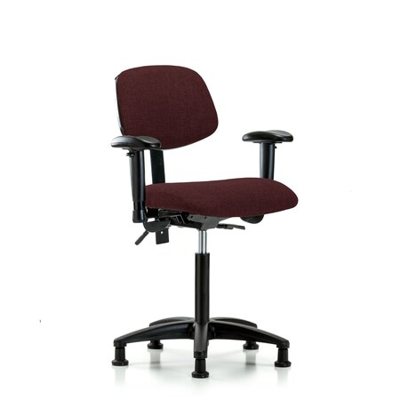 Blue Ridge Ergonomics Chair, Fabric, Med Bench, AA Glides, Bur, 6-Way Adjustable, 22" to 29" Height, Burgundy BR-FMBCH-RG-T0-A1-NF-RG-F41