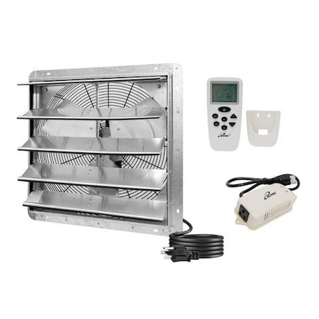 Iliving Silver 20 in. 3368 CFM Smart Remote Shutter Exhaust Fan with Thermostat, Humidistat, Variable Speed ILG8SF20VC