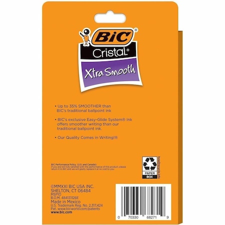 Bic Cristal Ballpoint Stick Pens, 10PK BICMSP10BK