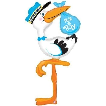 Loonballoon Stork Baby It's a BOY Newborn Blue Hanging Party Shower 60in. Mylar Foil Balloon B01FTXP692