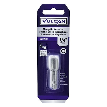 Vulcan Magnetic Nutsetter, 14 in Drive, Hex Drive, 134 in L, 14 Quick Change in Shank 312241OR