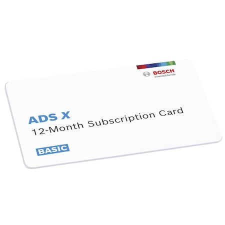 Bosch Ads 525X/625X 12 Month Subscription - Basic Plan 3945-SUB-BAS