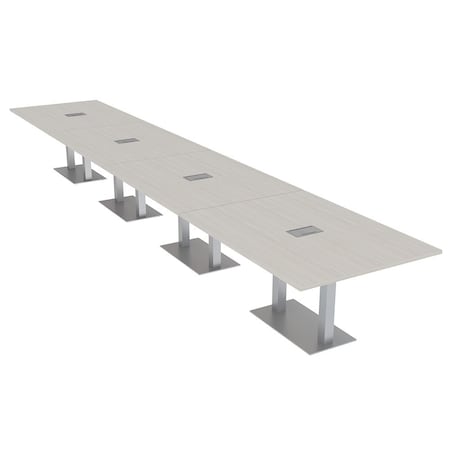 Skutchi Designs Rectangle Conference Table With Power, 48 in W, 240 in L, Ivory HAR-REC-48X240-DOU-K458-ESIL