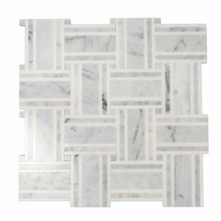 Apollo Tile 12x12 Thassos, Bianco Carrara Marble Polished Floor and Wall Mosaic Tile 4.83 sqft/case, 5PK APLDC88B32A
