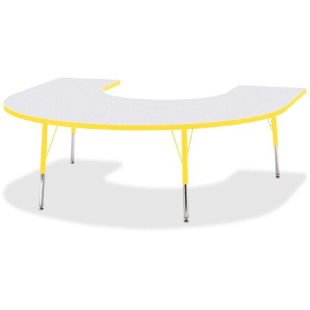 Jonti-Craft Berries Horseshoe Activity Table, 66 in. x 60 in., A-height, Freckled Gray/Yellow/Gray 6445JCA007