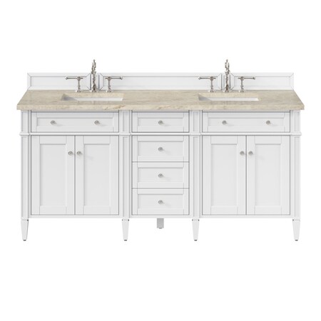 James Martin Vanities Brittany 72" Double Vanity in Bright White, w/ 3 CM Tajnar Eclos Top w/FreePower Wireless Charger 655-V72-BW-FTJR