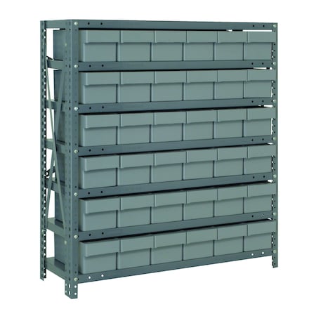 Quantum Storage Systems 7 SHELF OPEN UNIT W/36 GRAY BINS 1839-602GY