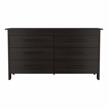 Homeroots 59" Black Six Drawer Double Dresser 403750