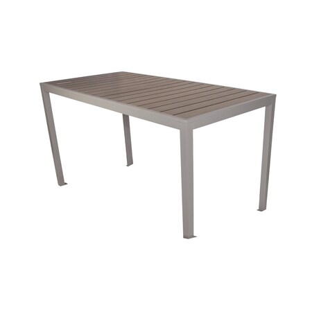 Bfm Seating Seaside 4-Leg Bolt-Down Table 35x72, Synthetic Gray Teak Top, Soft Gray Frame PH4L3572GRSG