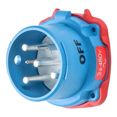 Meltric DS30 INLET POLY BLUE SIZE 3 TYPE 3R 3P+G 30 A 480 VAC 60 Hz +2 AUX 33-38043-972