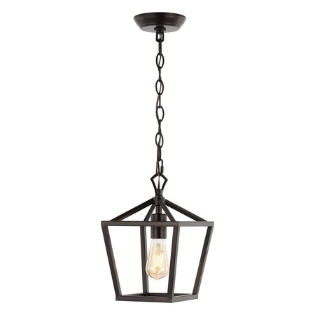 Jonathan Y Pagoda 8" 1-Light Classic Traditional Metal Cage Lantern LED Pendant, Oil Rubbed Bronze JYL7618A