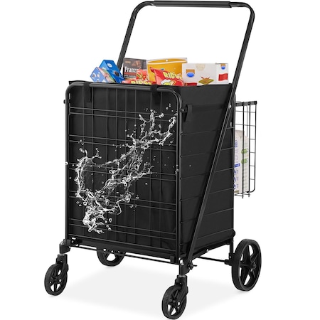 Vevor Folding Shopping Cart Rolling Grocery Cart with Double Baskets 210 LBS ZZ 509-7