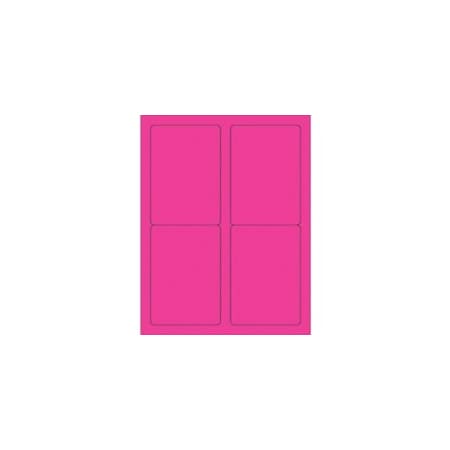 Bubblefast 3 1/2 x 5'' Fluorescent Pink Rectangle Laser Labels-4 Labels per Sheet BFLL176PK