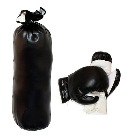 Shelter 10 oz Boxing Gloves Set with Punching Bag Kids Set Gift - Black 122-10