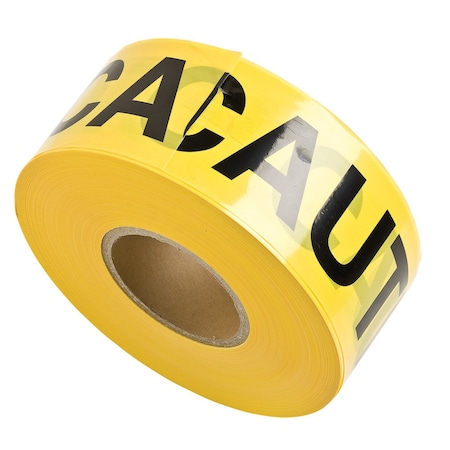 Brady Caution Barricade Tape, Black on Yellow, Roll of 1000 Feet, "Caution" 91450