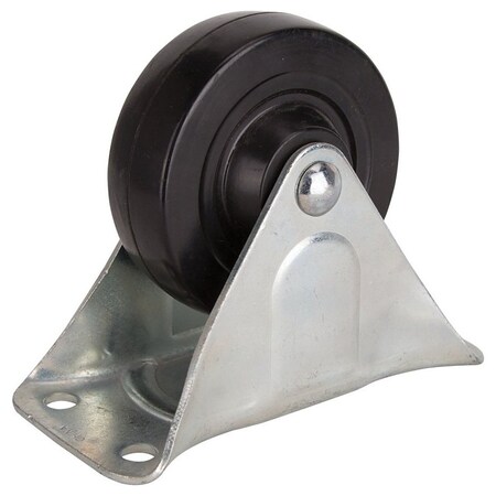 Prosource Rigid Caster, 4 in Dia Wheel, 1-1/4 in W Wheel, Rubber Wheel, Black, 255 lb, Steel Housing Material JC-H04