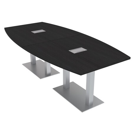 Skutchi Designs Boat Conference Table With Power, 48 in W, 96 in L, Black HAR-BOT-48x96-DOU-U999ST19-ESIL