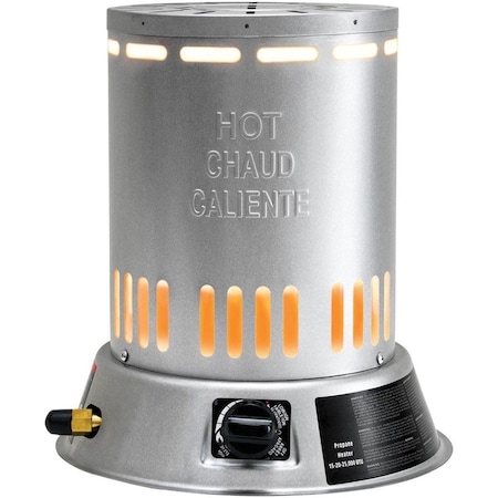 Dura Heat LPC25 Convection Heater, 15,000 to 25,000 Btu, 600 sq-ft Heating Area, Liquid Propane, Silver LPC25