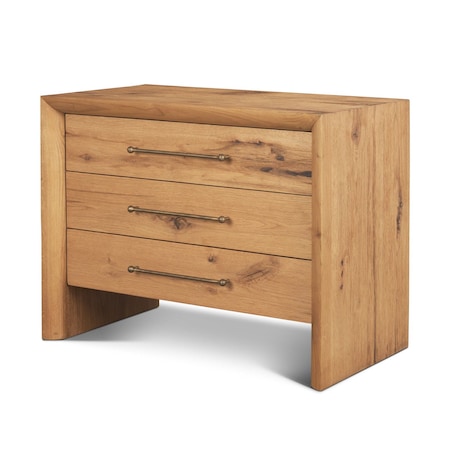 Homeroots 19in Brown Solid Wood Accent Cabinet With Three Drawers 727718