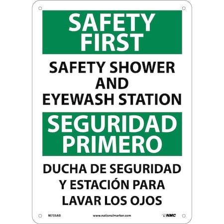 Nmc Safety First Shower And Eyewash Station Sign - Bilingual, M735AB M735AB