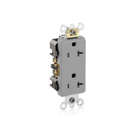 Leviton Industrial Grade Decora Receptacle, 20 Amp, 125 Volt 16362-GY