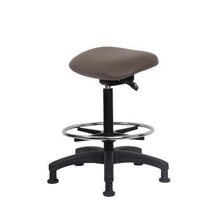 Blue Ridge Ergonomics Vinyl Sit-Stand - Standing Height with Chrome Foot Ring Stationary Glides in Taupe Trailblazer Vinyl VSTSS-RG-CF-RG-8584