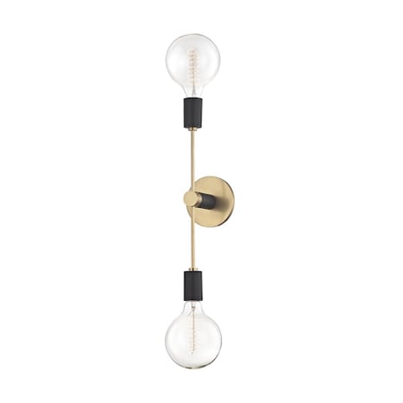 Mitzi Astrid 2 Light Wall Sconce 4.75 In. Aged Brass/Black H178102-AGB/BK