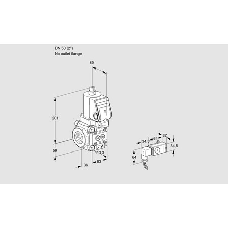 Honeywell Kromschroder Solenoid Gas Valve - VAS3T50, Class A, 500 mbar, IP65, EN 161 KS88011142